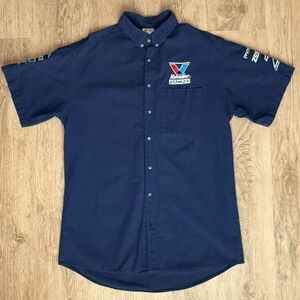Valvoline Racing Button Shirt Norama Canada Blue M Embroidered Logos